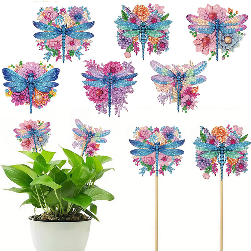 6Pcs Bee Stakes Diamond Painting Kits Animal Diamond Art Kits for Garden Decor