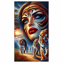 Load image into Gallery viewer, Diamond Painting - Full Round - Tiger And Girl (40*70CM)