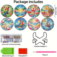 Load image into Gallery viewer, 8Pcs Wooden Cats 5D Diamond Painting Kits Shining Drink Coasters for Party Decor