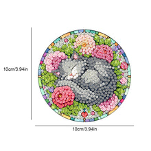 Load image into Gallery viewer, 8Pcs Wooden Cats 5D Diamond Painting Kits Shining Drink Coasters for Party Decor