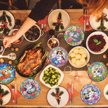 Load image into Gallery viewer, 8Pcs Wooden Cats 5D Diamond Painting Kits Shining Drink Coasters for Party Decor