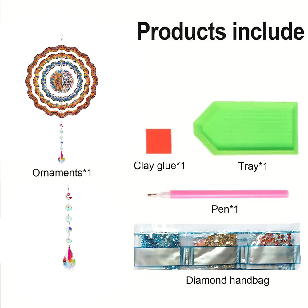 DIY Diamond Painting Art Rotating Wind Chime Acrylic Diamond Art Hanging Pendant