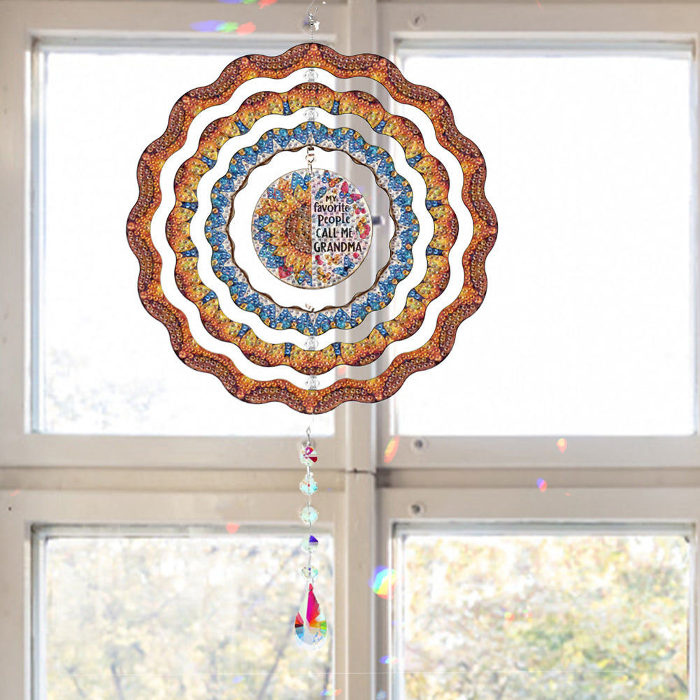 DIY Diamond Painting Art Rotating Wind Chime Acrylic Diamond Art Hanging Pendant