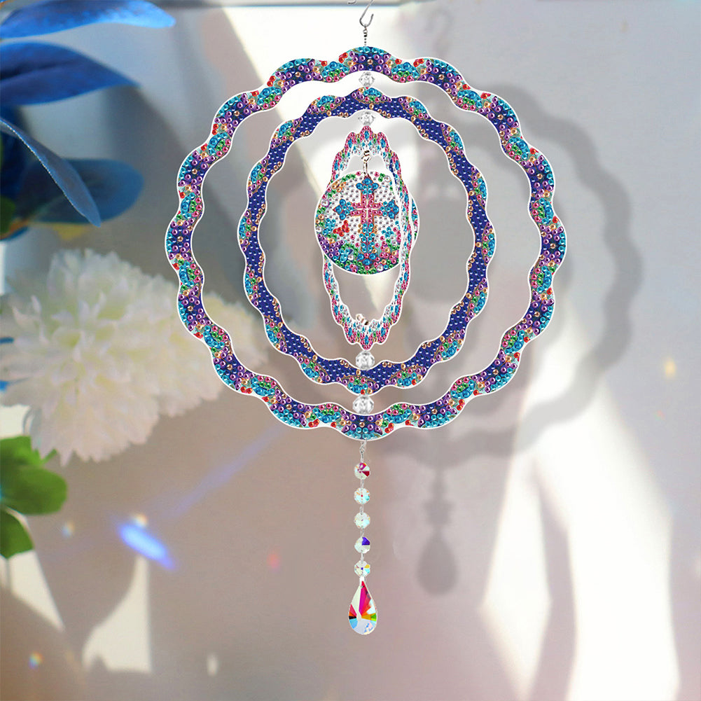 DIY Diamond Painting Art Rotating Wind Chime Acrylic Diamond Art Hanging Pendant