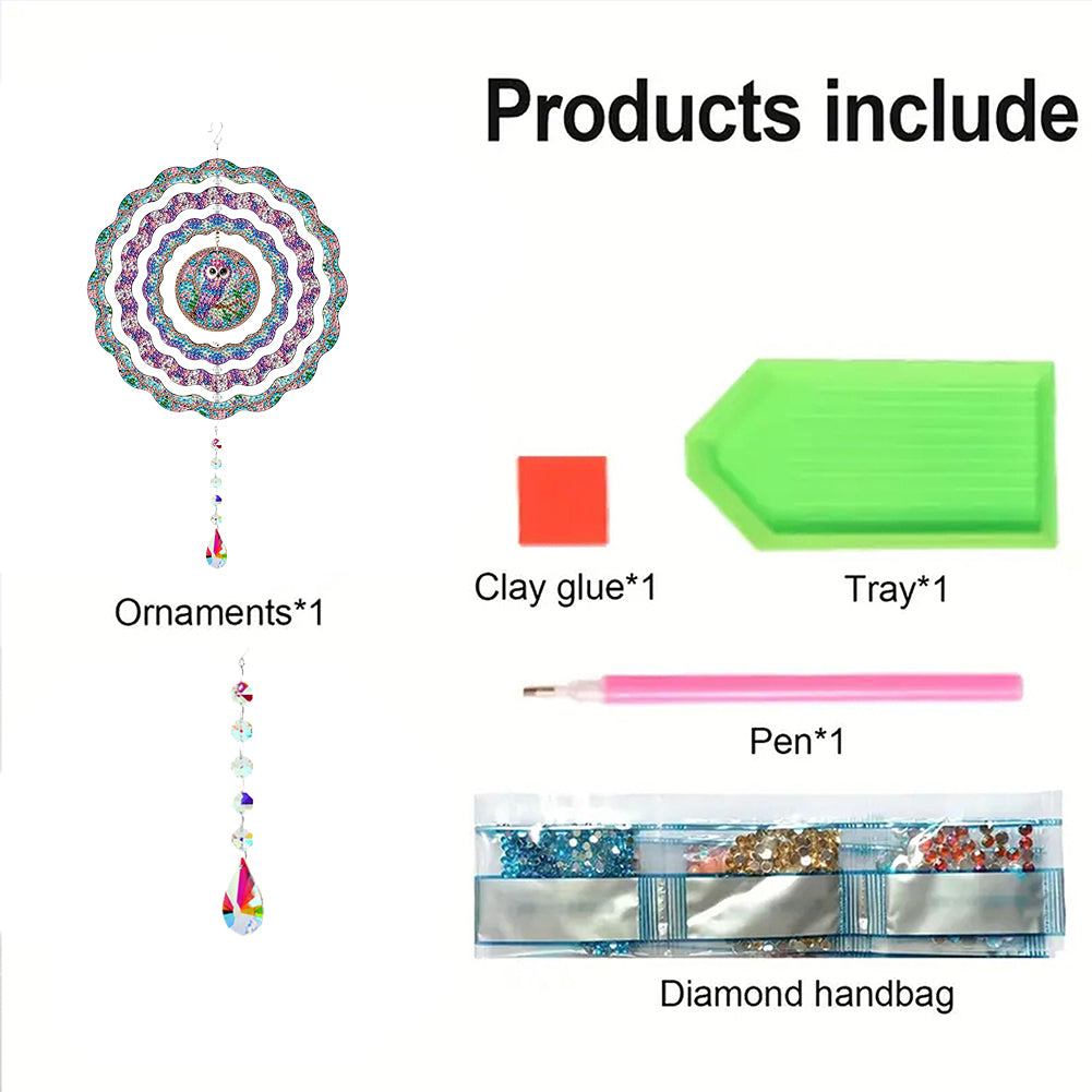 DIY Diamond Painting Art Rotating Wind Chime Acrylic Diamond Art Hanging Pendant