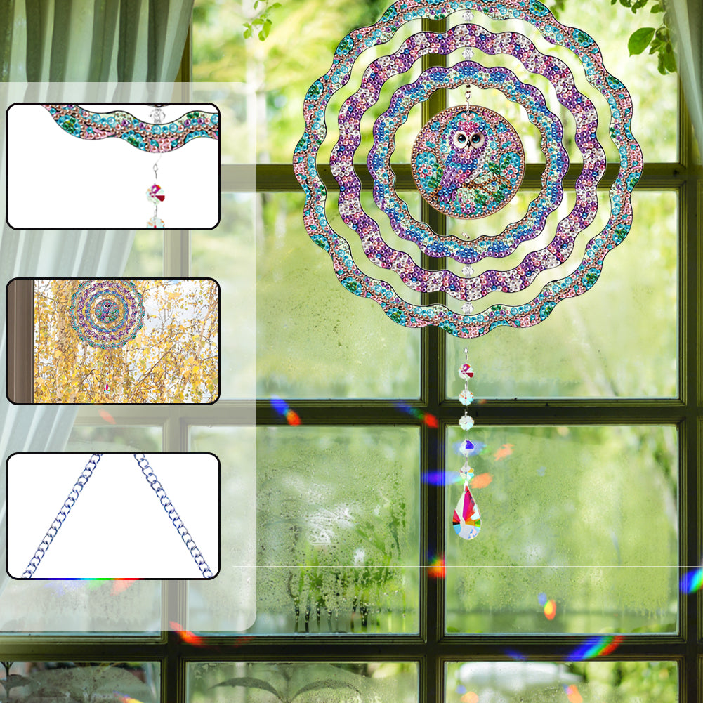 DIY Diamond Painting Art Rotating Wind Chime Acrylic Diamond Art Hanging Pendant
