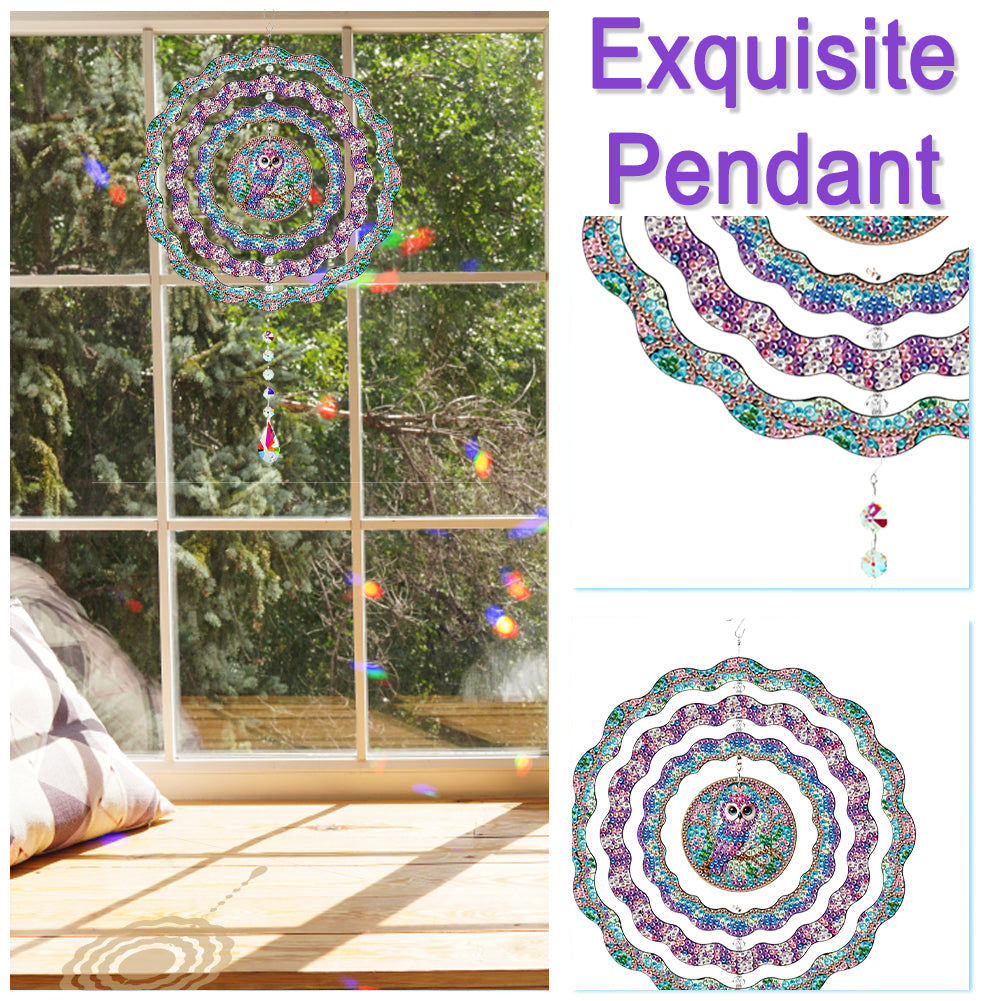 DIY Diamond Painting Art Rotating Wind Chime Acrylic Diamond Art Hanging Pendant