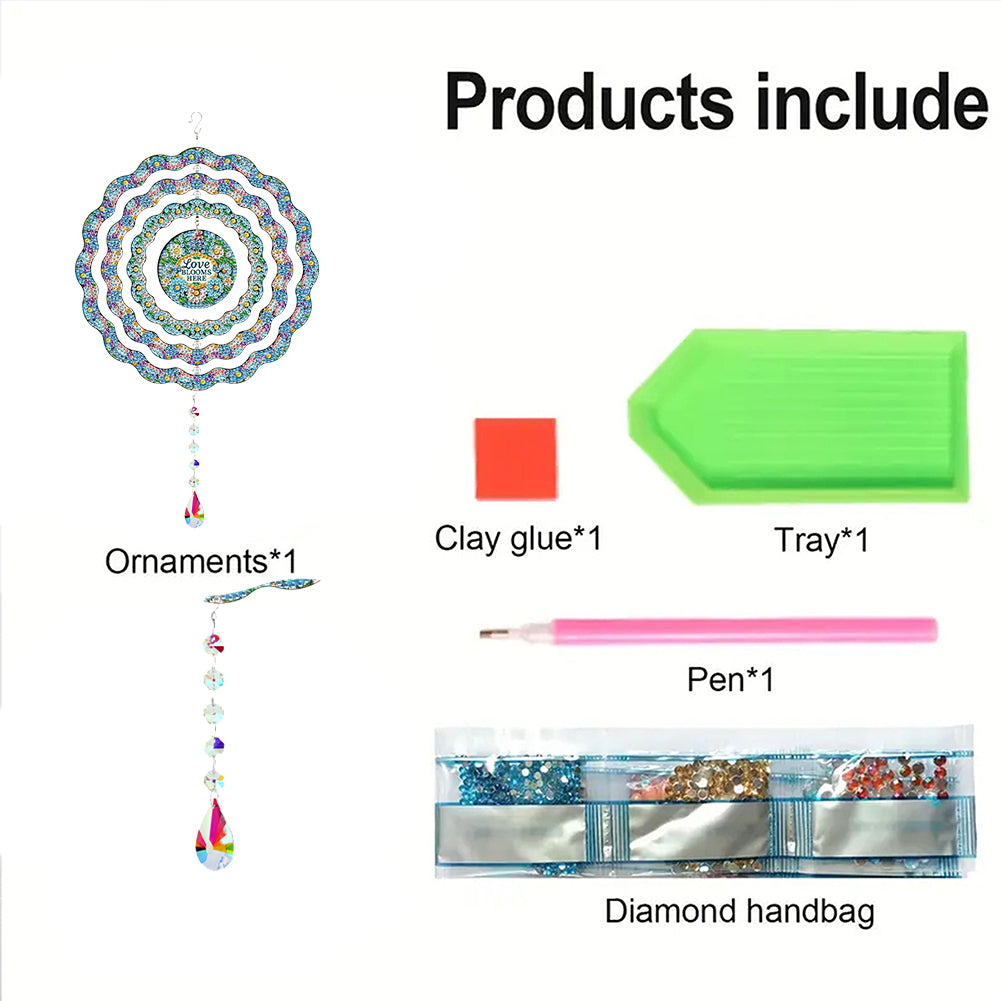 DIY Diamond Painting Art Rotating Wind Chime Acrylic Diamond Art Hanging Pendant