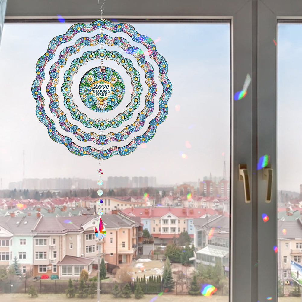 DIY Diamond Painting Art Rotating Wind Chime Acrylic Diamond Art Hanging Pendant