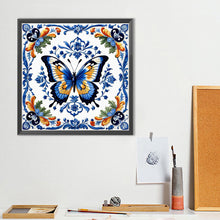 Load image into Gallery viewer, Diamond Painting - Full Round - Blue And White Porcelain Style Butterfly (40*40CM)