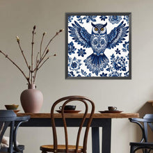 Load image into Gallery viewer, Diamond Painting - Full Round - Blue And White Porcelain Style Owl (40*40CM)