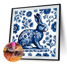 Load image into Gallery viewer, Diamond Painting - Full Round - Blue And White Porcelain Style Rabbit (40*40CM)