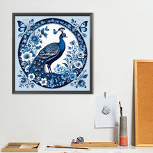 Load image into Gallery viewer, Diamond Painting - Full Round - Blue And White Porcelain Style Peacock (40*40CM)