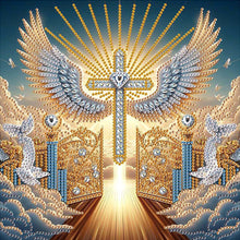 Load image into Gallery viewer, Diamond Painting - Partial Special Shaped - Winged Cross (30*30CM)