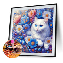 Load image into Gallery viewer, Diamond Painting - Full Round - White Cat In Flowers (30*30CM)
