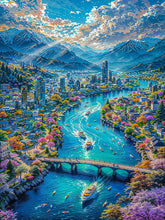 Load image into Gallery viewer, Diamond Painting - Full Round - Clear Sky River Town (40*70CM)