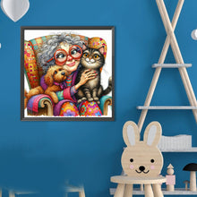 Load image into Gallery viewer, Diamond Painting - Full Round - Grandma'S Cat And Dog (40*40CM)