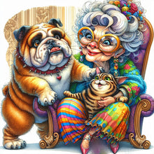 Load image into Gallery viewer, Diamond Painting - Full Round - Grandma'S Cat And Dog (40*40CM)