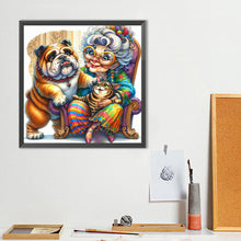 Load image into Gallery viewer, Diamond Painting - Full Round - Grandma'S Cat And Dog (40*40CM)
