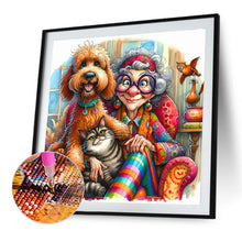 Load image into Gallery viewer, Diamond Painting - Full Round - Grandma'S Cat And Dog (40*40CM)