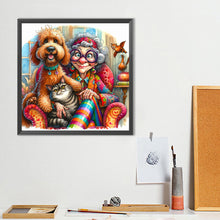 Load image into Gallery viewer, Diamond Painting - Full Round - Grandma'S Cat And Dog (40*40CM)