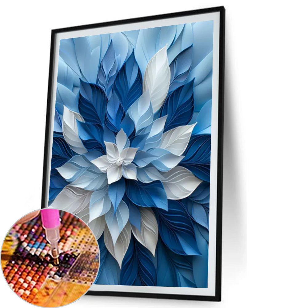 AB Diamond Painting - Full Square - Blue And White Flowers (35*45CM)