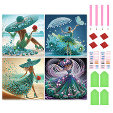 Load image into Gallery viewer, 4pcs Partial Special Diamond Painting Set - Beautiful Skirt Girl (30*30CM)