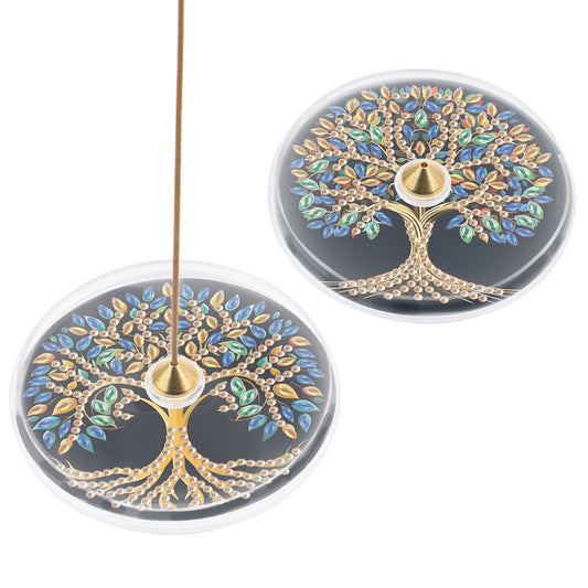 2Pcs Acrylic Special Shaped Beautiful Pattern 5D DIY Diamond Art Incense Holder
