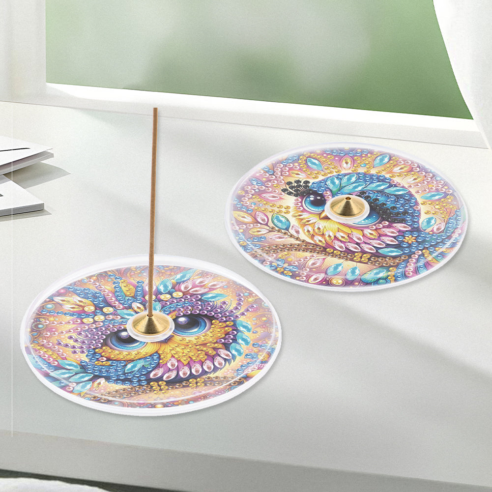 2Pcs Acrylic Special Shaped Beautiful Pattern 5D DIY Diamond Art Incense Holder