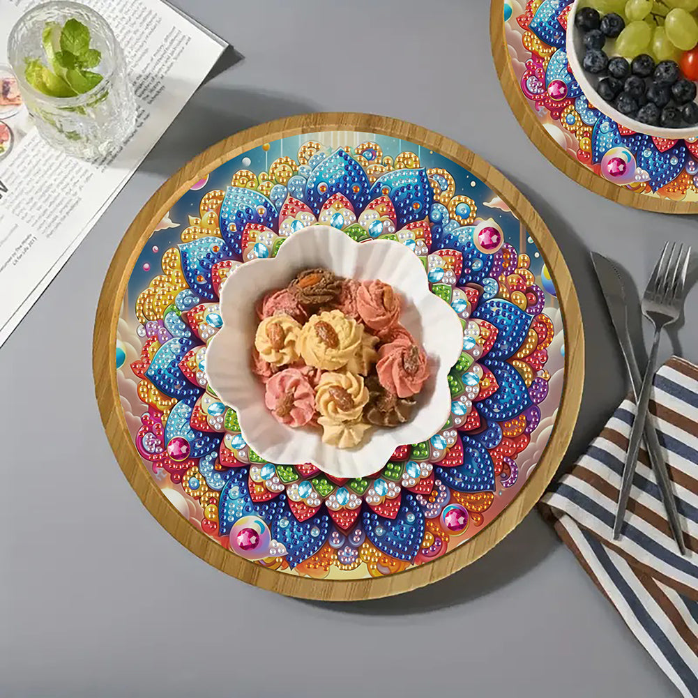 DIY Diamond Painting Kit Round Wooden Tray Diamond Painting Tray for Home Decor