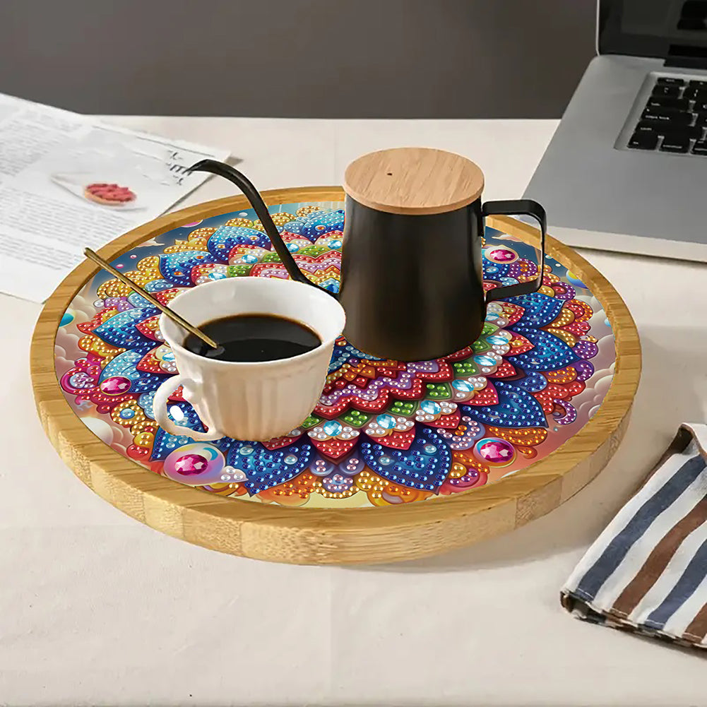 DIY Diamond Painting Kit Round Wooden Tray Diamond Painting Tray for Home Decor