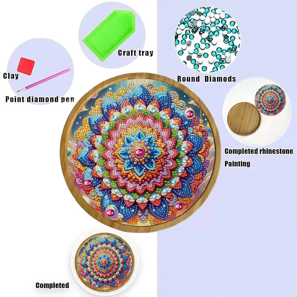 DIY Diamond Painting Kit Round Wooden Tray Diamond Painting Tray for Home Decor