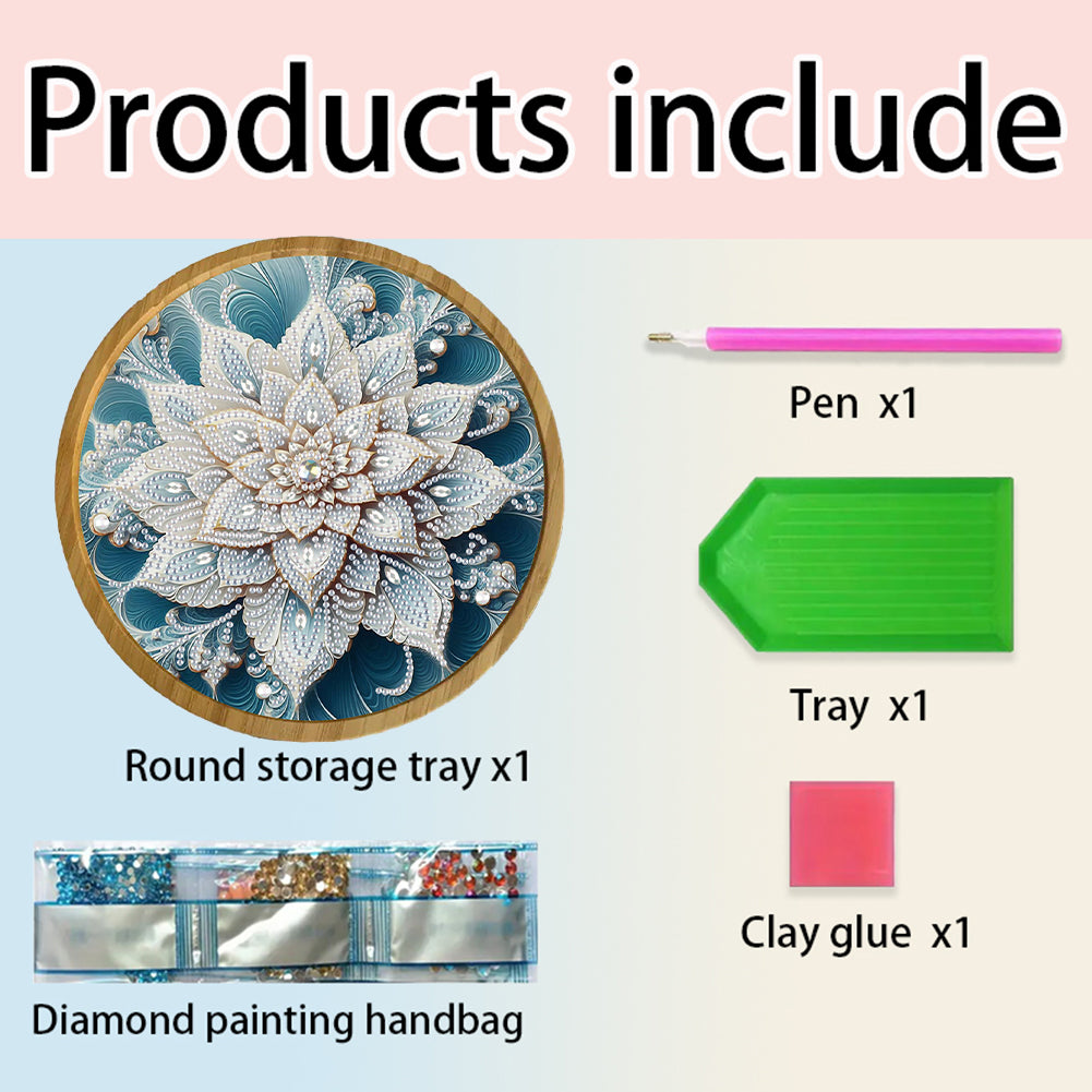 DIY Diamond Painting Kit Round Wooden Tray Diamond Painting Tray for Home Decor