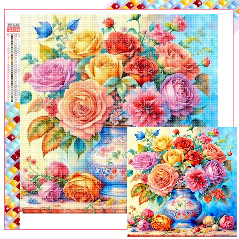 Diamond Painting - Full Square - Colorful Rose (40*40CM)