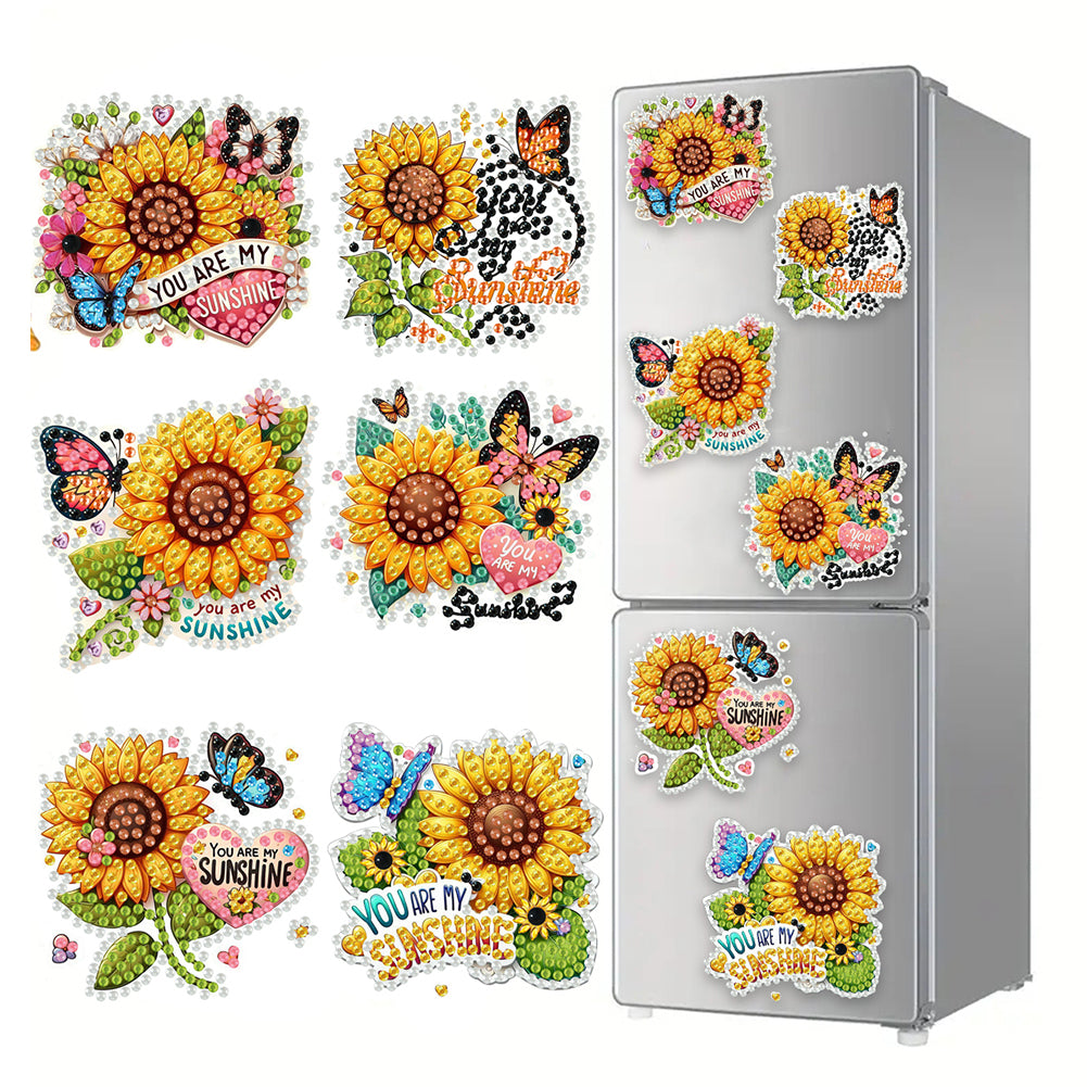 6Pcs Acrylic Animal Diamond Painting Refrigerator Magnet for Fridge Whiteboards