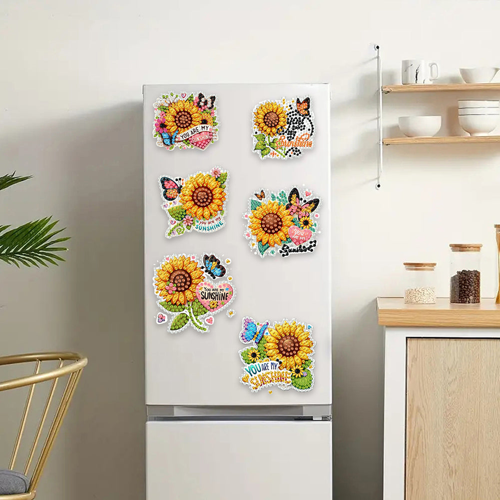 6Pcs Acrylic Animal Diamond Painting Refrigerator Magnet for Fridge Whiteboards