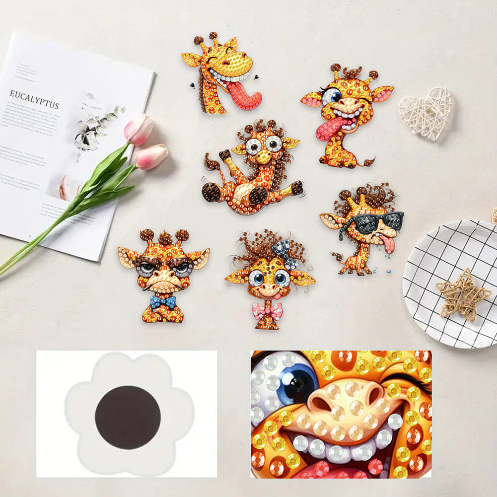 6Pcs Acrylic Animal Diamond Painting Refrigerator Magnet for Fridge Whiteboards