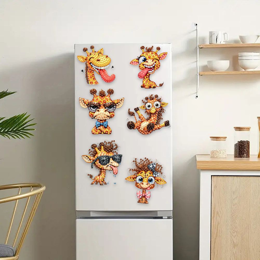 6Pcs Acrylic Animal Diamond Painting Refrigerator Magnet for Fridge Whiteboards