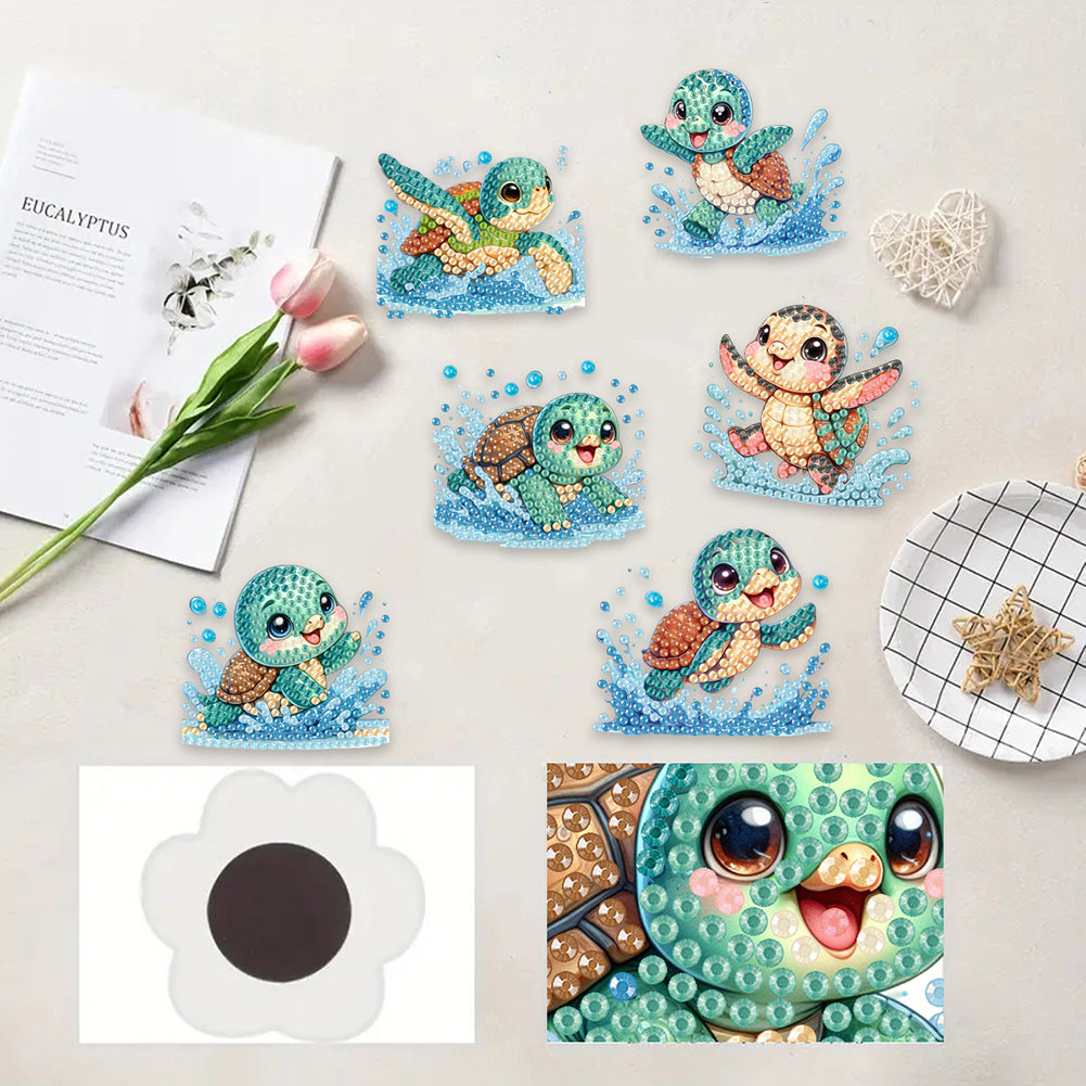 6Pcs Acrylic Animal Diamond Painting Refrigerator Magnet for Fridge Whiteboards