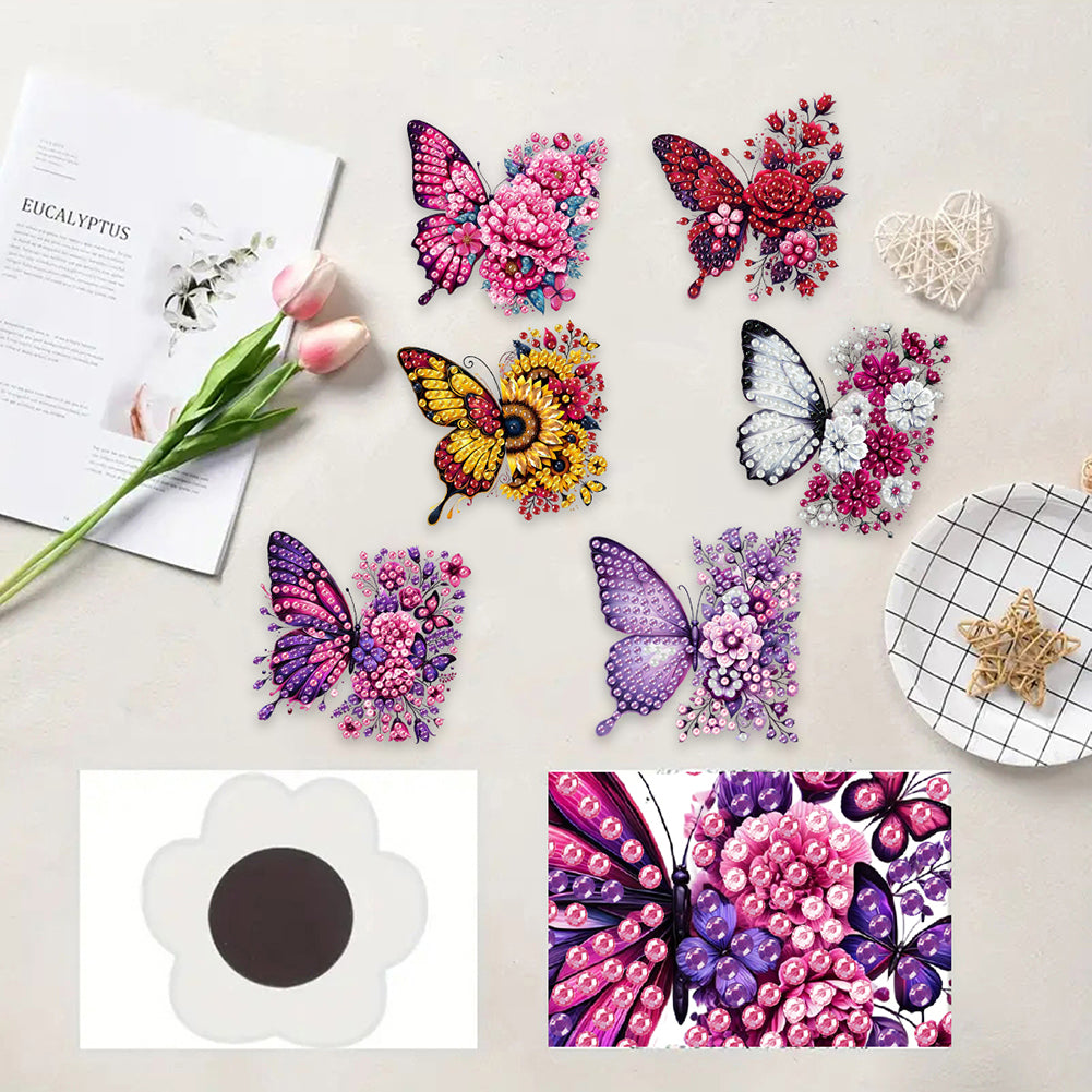 6Pcs Acrylic Animal Diamond Painting Refrigerator Magnet for Fridge Whiteboards