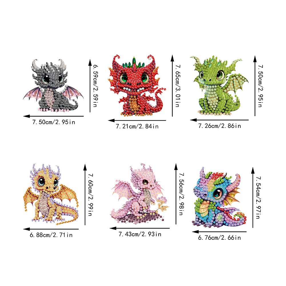 6Pcs Acrylic Animal Diamond Painting Refrigerator Magnet for Fridge Whiteboards