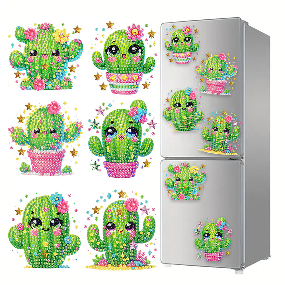 6Pcs Acrylic Animal Diamond Painting Refrigerator Magnet for Fridge Whiteboards