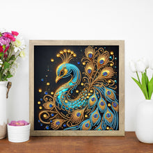Load image into Gallery viewer, Diamond Painting - Partial Special Shaped - Blue Peacock (30*30CM)