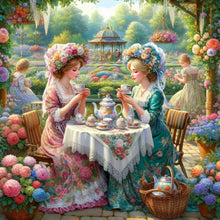 Load image into Gallery viewer, Diamond Painting - Full Round - Girl Drinking Tea In The Garden (40*40CM)