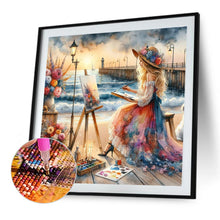 Load image into Gallery viewer, Diamond Painting - Full Round - Painting Girl By The Sea (40*40CM)
