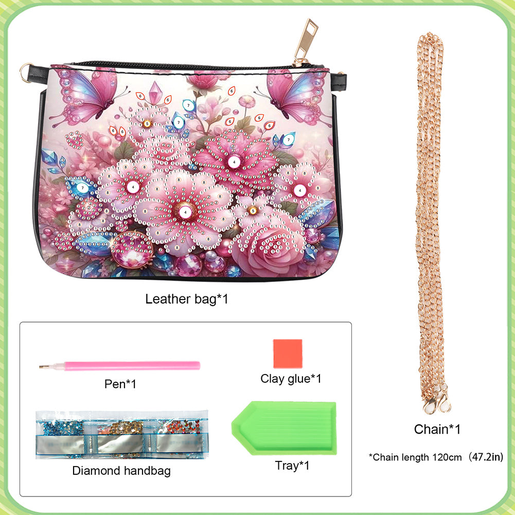 Colorful Pattern Diamond Painting Coin Chain Purse 5D Diamond Handmade Chain Bag