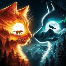 Load image into Gallery viewer, Diamond Painting - Full Round - Wolf And Cat (40*40CM)