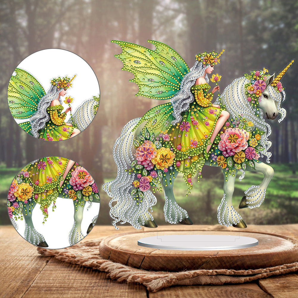 Acrylic Special Shape Unicorn Fairy Desktop Diamond Art Kits Bedroom Table Decor