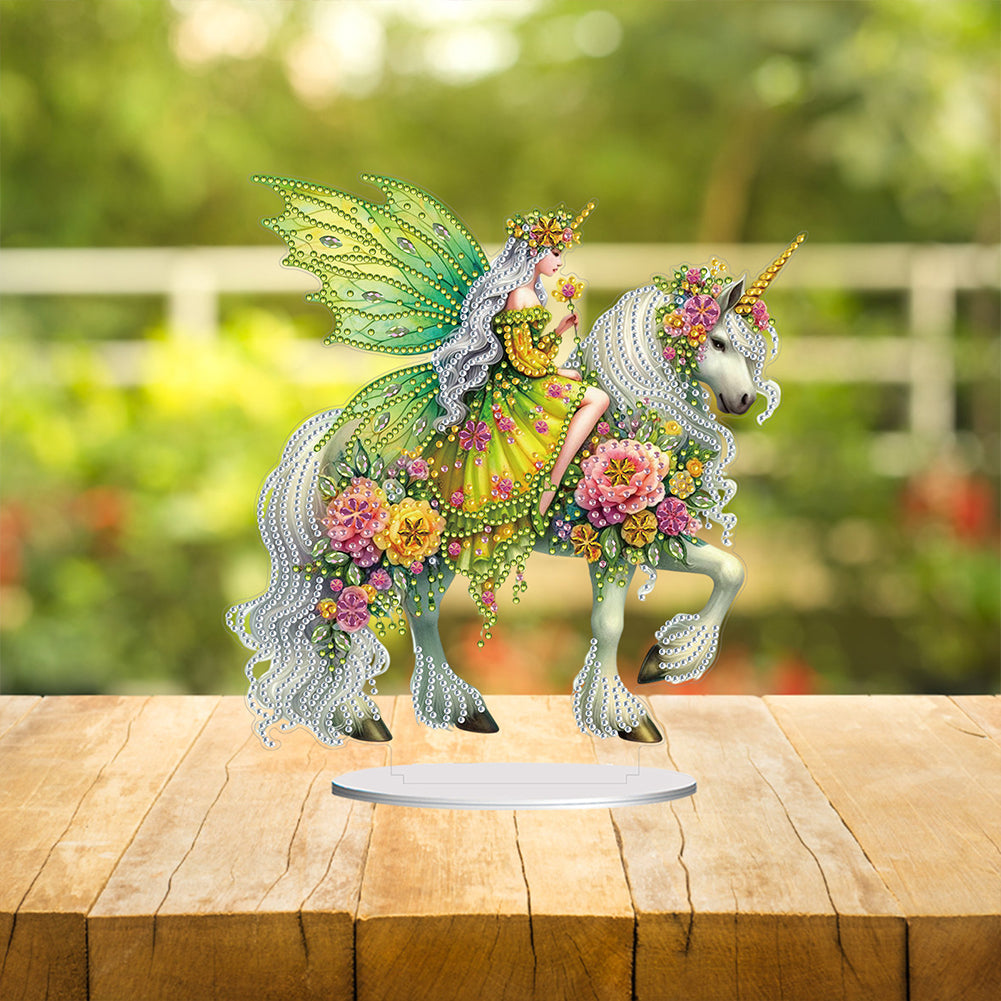 Acrylic Special Shape Unicorn Fairy Desktop Diamond Art Kits Bedroom Table Decor