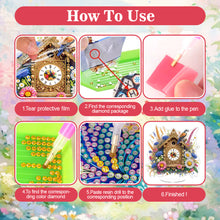 Load image into Gallery viewer, Acrylic Special Shape Flower Bird Diamond Art Clock Ornaments Kit for Home Decor
